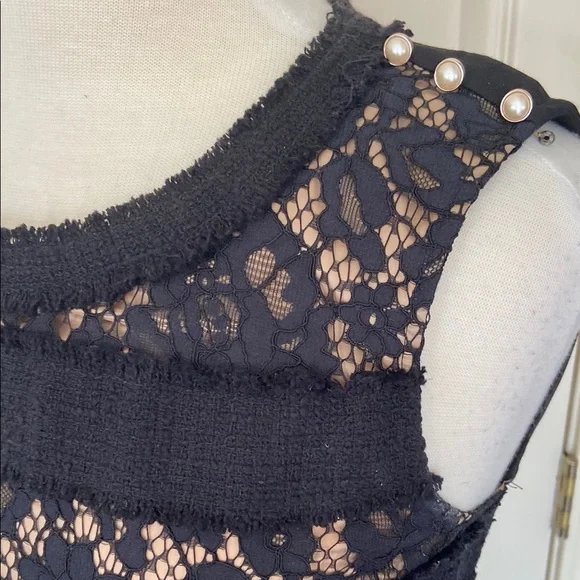 Talbots Chanel Inspired Size 2 Sleeveless Ponte Knit lace dress - Picture 3 of 6